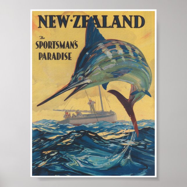 Póster Nueva Zelanda, el paraíso del deportista, Viajes d (Frente)