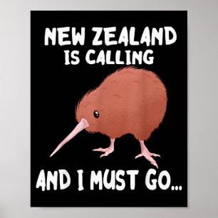 Póster Nueva Zelanda está llamando Ave Silvestre Animal K