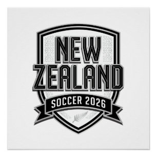 Póster Nueva Zelanda Fútbol 2026 Fútbol Negrita Tipografí