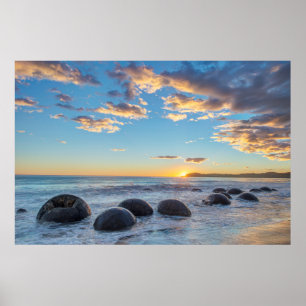 Póster Nueva Zelanda, Isla del Sur, Moeraki Boulders