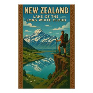 Póster Nueva Zelanda - Tierra de la larga Nube Blanca