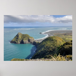 Póster Nueva Zelanda Whatipu Seascape View Omanawanui Tra
