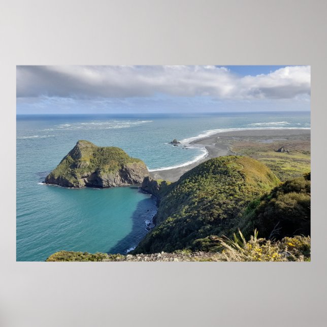 Póster Nueva Zelanda Whatipu Seascape View Omanawanui Tra (Frente)