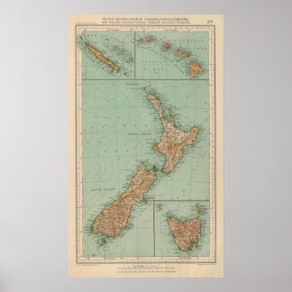 Póster Nueva Zelandia, Hawai, Tasmania