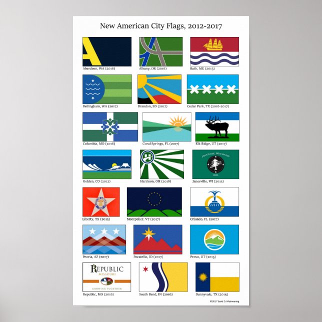 Póster Nuevas banderas de la ciudad estadounidense, 2012- (Frente)