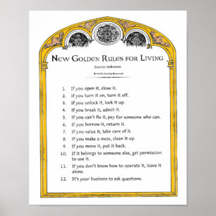Póster Nuevas normas de oro para vivir
