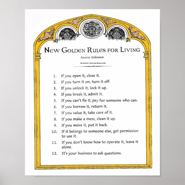 Póster Nuevas reglas de oro para vivir (Frente)