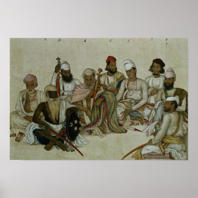 Póster Nueve cortesanos y sirvientes de Raja (Frente)