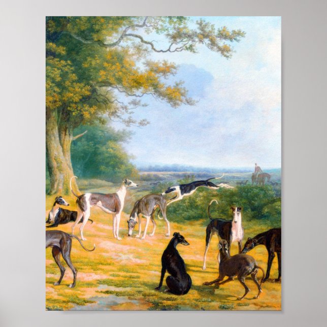 Póster Nueve Greyhounds en un paisaje de Jacques-Laurent (Frente)