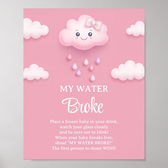Póster Nueve nubes blancas esponjosas rosa Mi juego de Br (Frente)