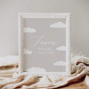 Póster Nueve nubes neutrales de Baby Shower favorecen el