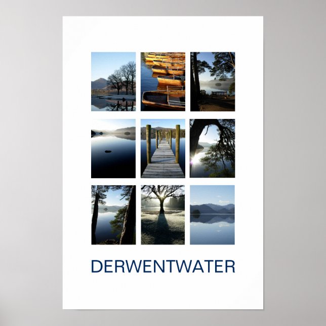 Póster Nueve vistas de Derwentwater - Poster del distrito (Frente)