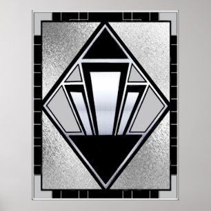 Póster Nuevo Art Deco SIlver y negro