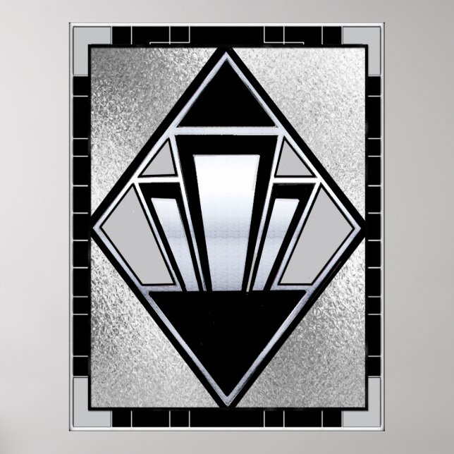 Póster Nuevo Art Deco SIlver y negro (Frente)