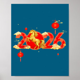Póster Nuevo Caballo Chino Feliz