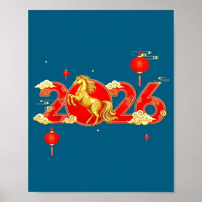 Póster Nuevo Caballo Chino Feliz (Frente)
