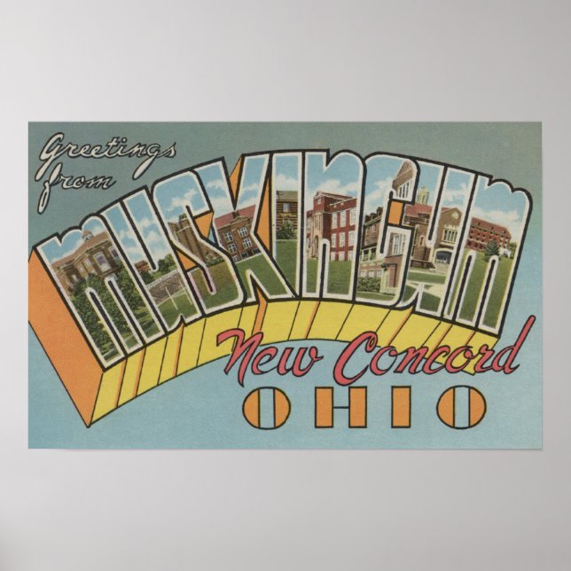 Póster Nuevo Concord, Ohio - Condado de Muskingum (Frente)