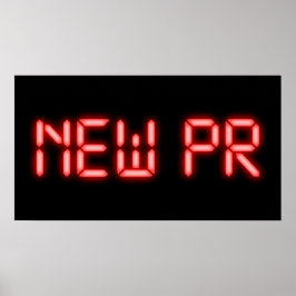 Póster Nuevo efecto digital de neón rojo de hito de PR en