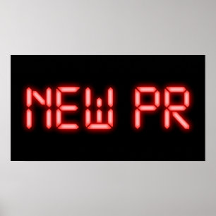 Póster Nuevo efecto digital de neón rojo de hito de PR en
