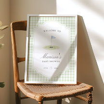 Nuevo en el Club de Golf Verde Gingham Baby Shower