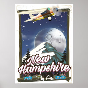 Póster Nuevo Hampshire, afiche de viajes del Monte Washin