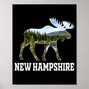 Póster Nuevo Hampshire Alce Vida Silvestre Bosque Natural