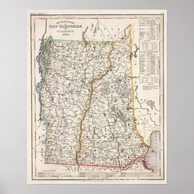Póster Nuevo Hampshire, Vermont (Frente)
