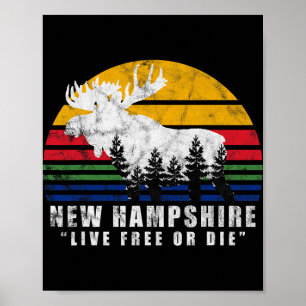 Póster Nuevo Hampshire Vive o Muere Bosque de Alces Vinta
