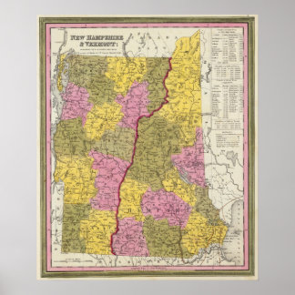 Póster Nuevo Hampshire y Vermont