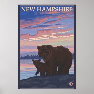 Póster Nuevo HampshireBear y Cub