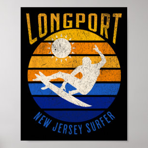 Póster Nuevo Jersey Surfista Longport Nj Playas De Surf B
