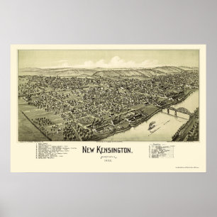 Póster Nuevo Kensington, mapa panorámico del PA - 1902