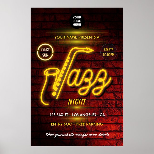 Póster Nuevo logo del Festival de Música de Jazz de Neon (Frente)