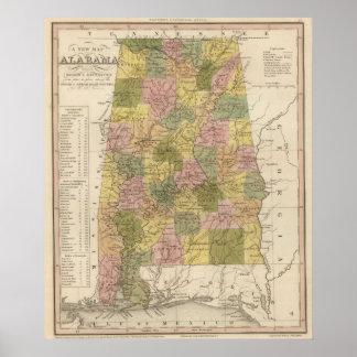 Póster Nuevo Mapa De Alabama 2