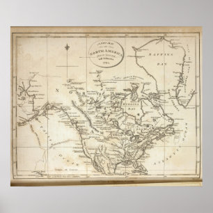 Póster Nuevo mapa de América del Norte