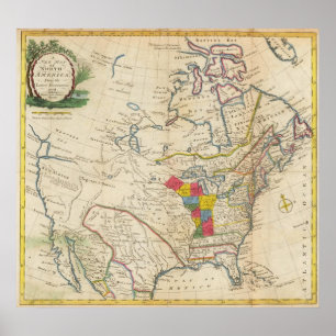 Póster Nuevo mapa de América del Norte