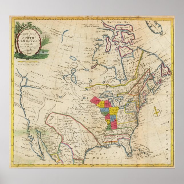 Póster Nuevo mapa de América del Norte (Frente)