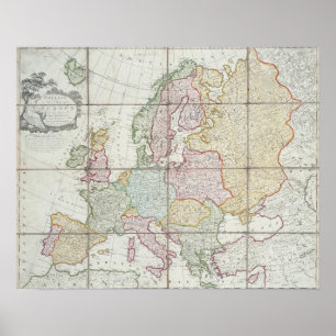 Póster Nuevo mapa de Europa de Wallis