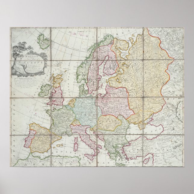 Póster Nuevo mapa de Europa de Wallis (Frente)