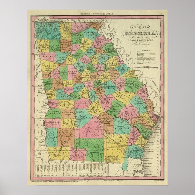 Póster Nuevo Mapa De Georgia 2 (Frente)