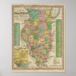 Póster Nuevo Mapa De Illinois