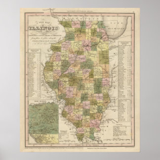 Póster Nuevo Mapa De Illinois 2