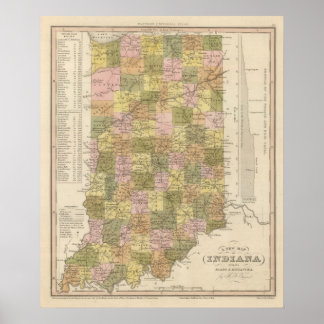 Póster Nuevo Mapa De Indiana