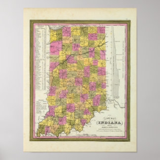 Póster Nuevo Mapa De Indiana 2