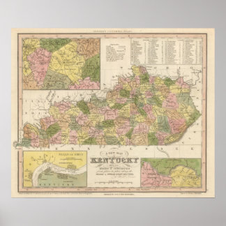 Póster Nuevo Mapa De Kentucky 2