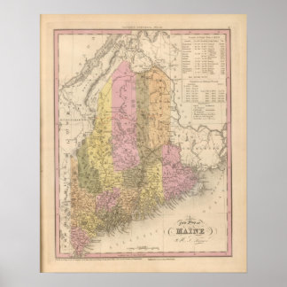 Póster Nuevo mapa de Maine