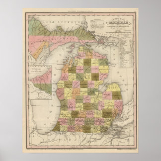 Póster Nuevo Mapa De Michigan