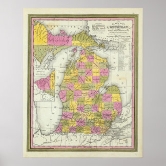 Póster Nuevo Mapa De Michigan 2