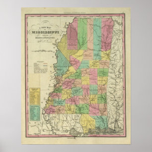 Póster Nuevo mapa de Mississippi