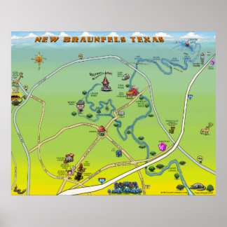 Póster Nuevo mapa de Personalizados de Braunfels Texas